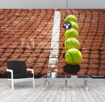 Picture of Tennis court line with balls